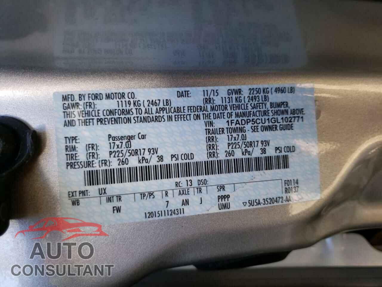 FORD CMAX 2016 - 1FADP5CU1GL102771