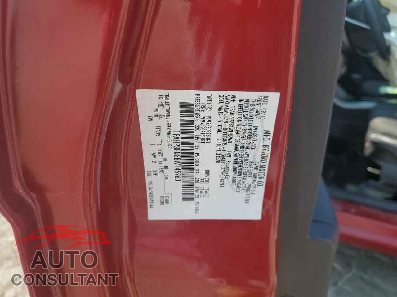 FORD FOCUS 2011 - 1FAHP3FN8BW145960