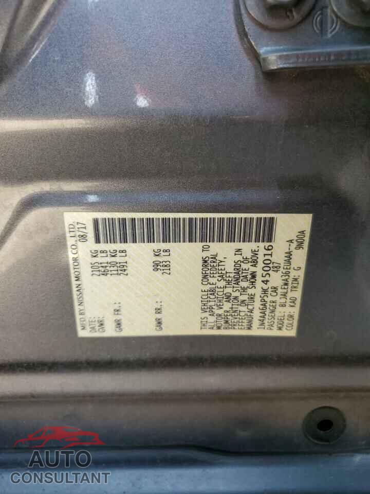 NISSAN MAXIMA 2017 - 1N4AA6AP5HC450016