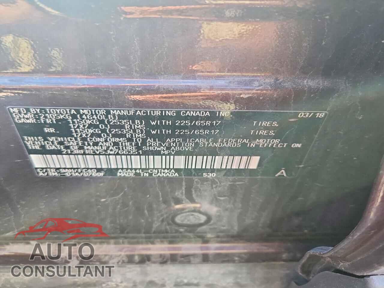 TOYOTA RAV4 2018 - 2T3RFREV5JW766351