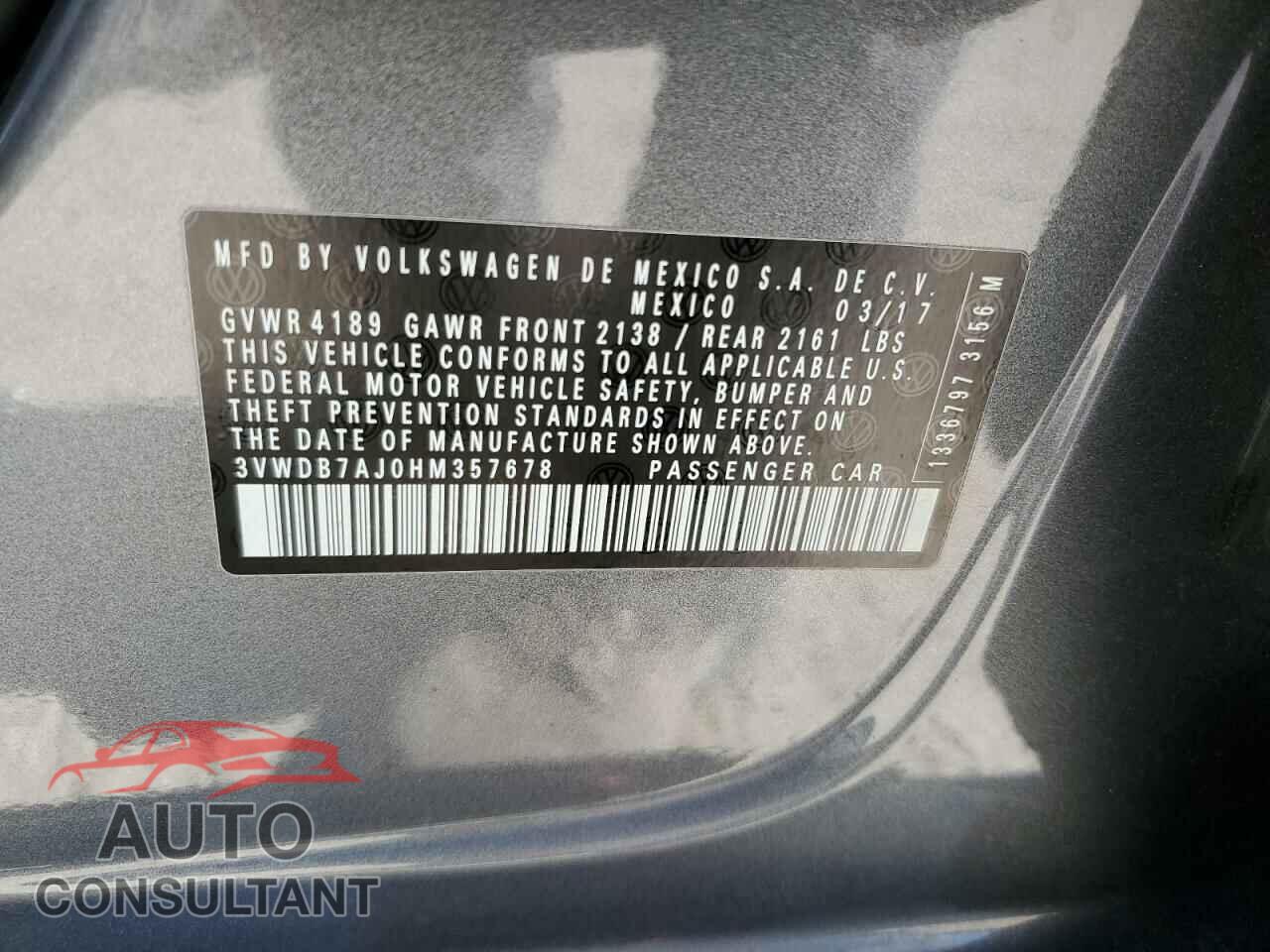 VOLKSWAGEN JETTA 2017 - 3VWDB7AJ0HM357678
