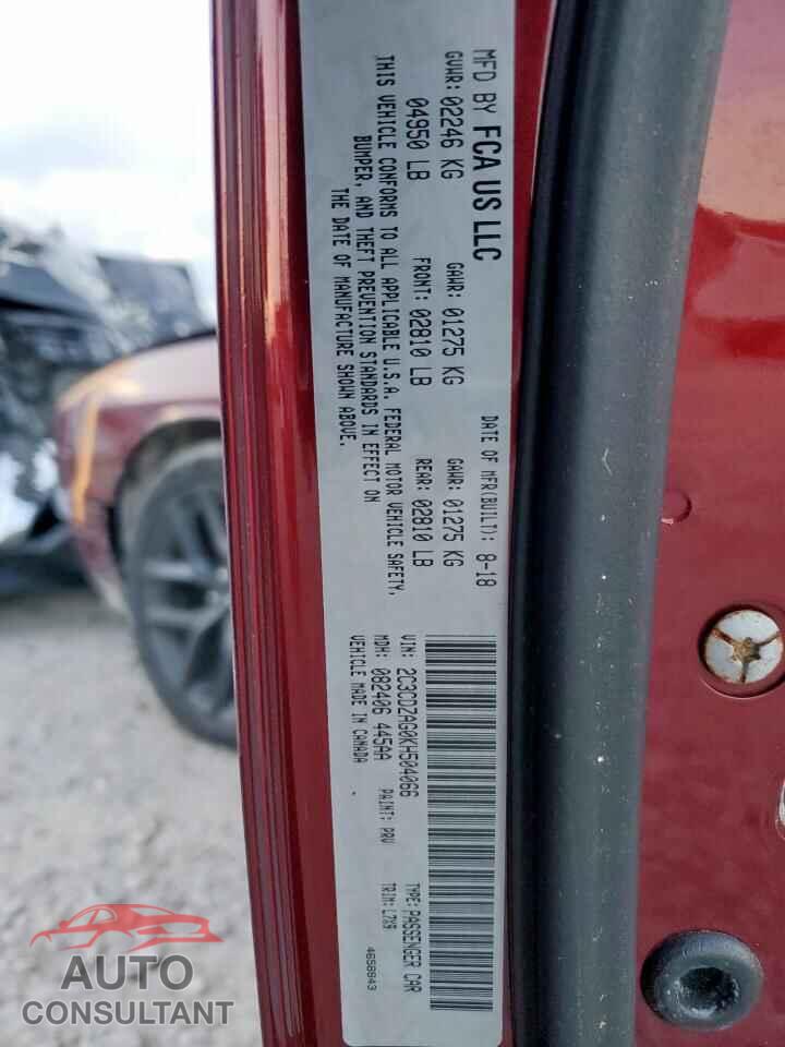 DODGE CHALLENGER 2019 - 2C3CDZAG0KH504066