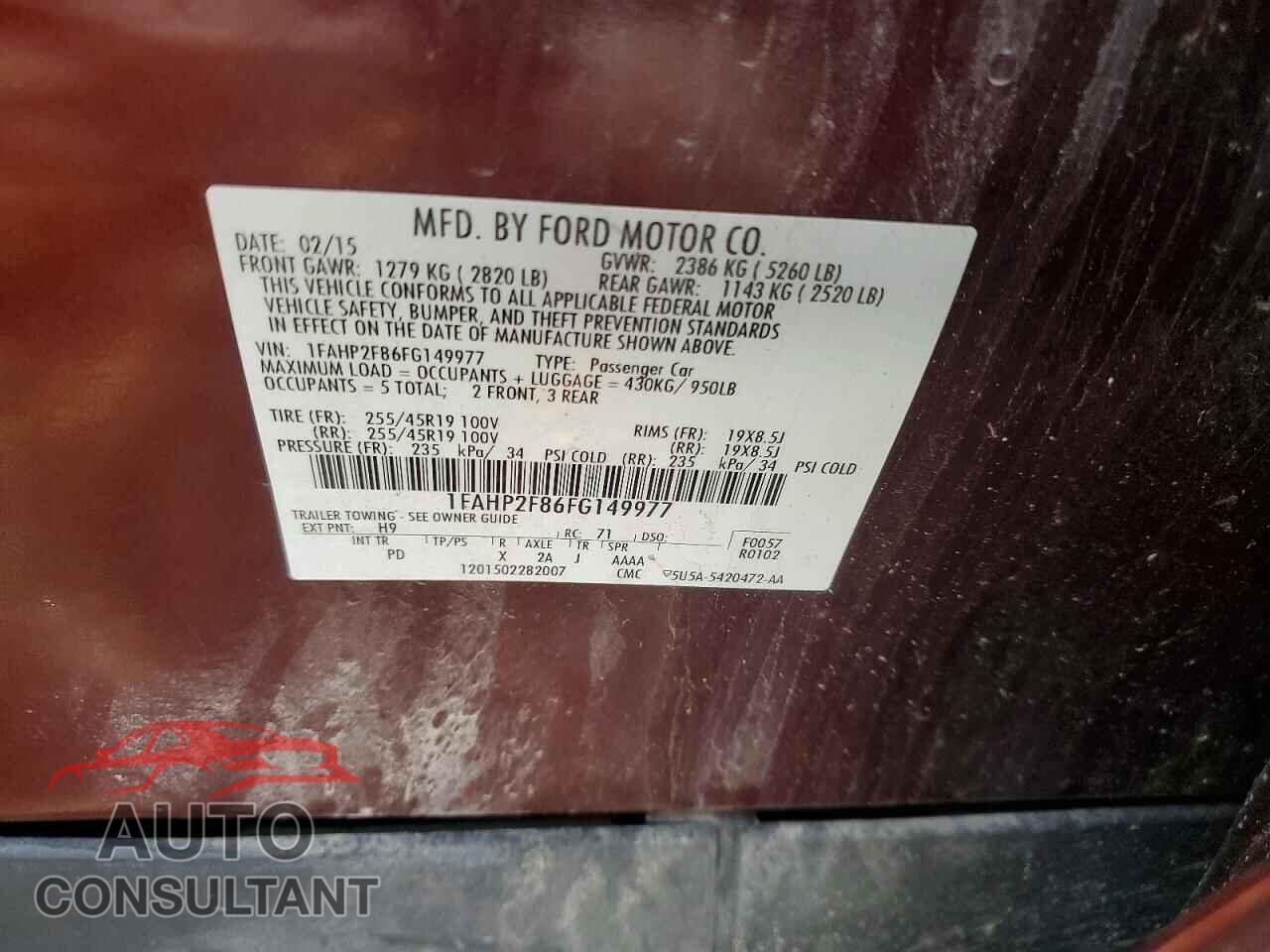 FORD TAURUS 2015 - 1FAHP2F86FG149977