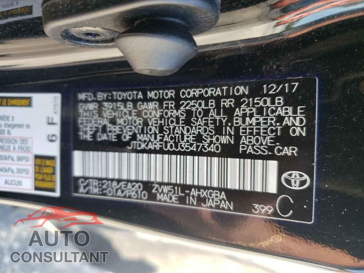 TOYOTA PRIUS 2018 - JTDKARFU0J3547340