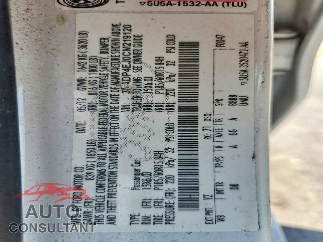 FORD FIESTA 2012 - 3FADP4EJ0CM219120