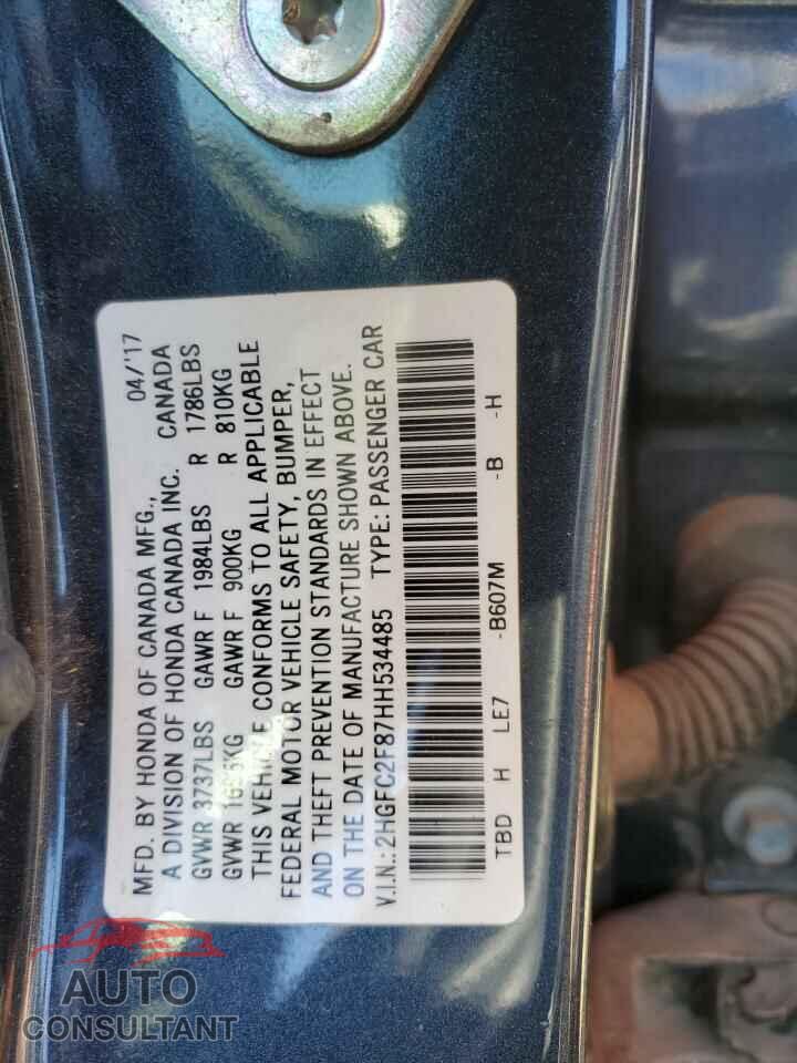 HONDA CIVIC 2017 - 2HGFC2F87HH534485