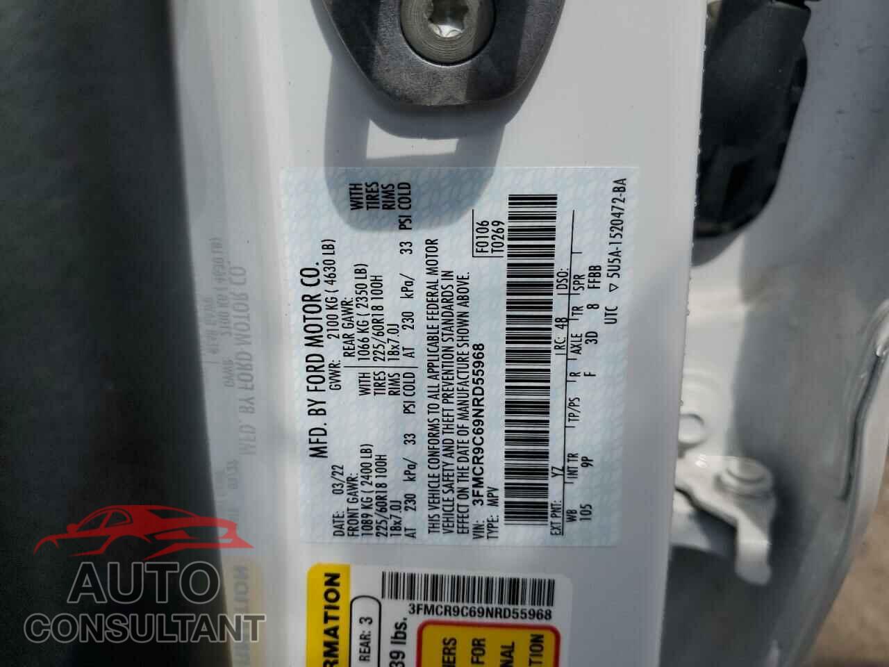 FORD BRONCO 2022 - 3FMCR9C69NRD55968