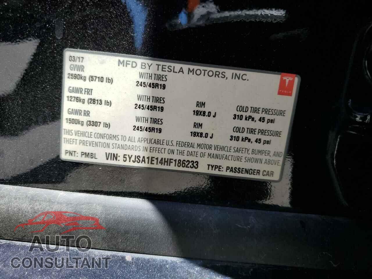 TESLA MODEL S 2017 - 5YJSA1E14HF186233