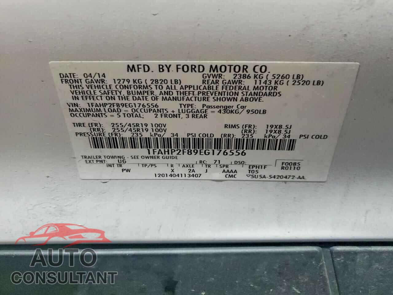 FORD TAURUS 2014 - 1FAHP2F89EG176556