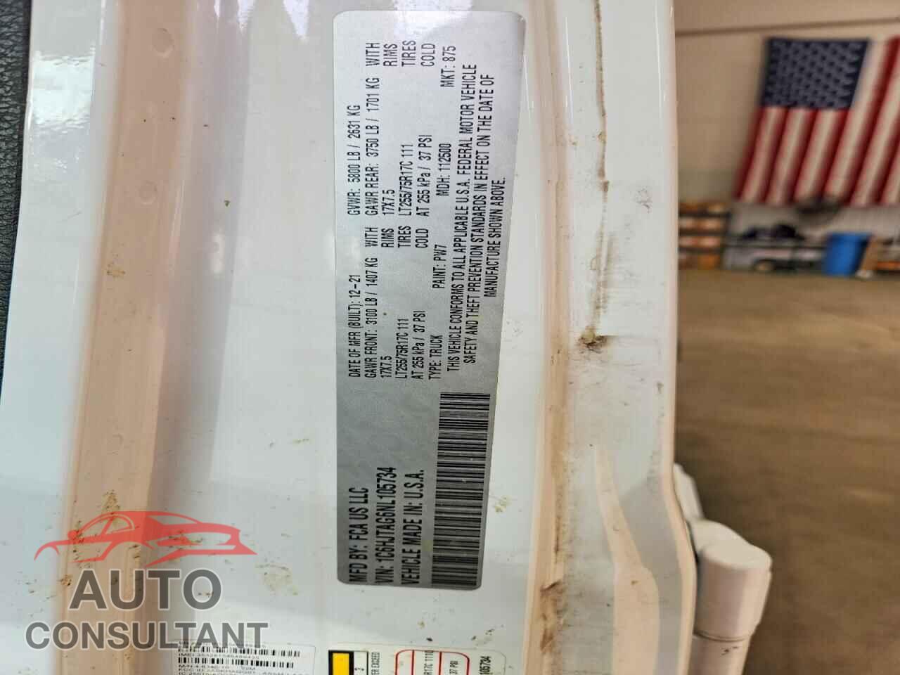 JEEP GLADIATOR 2022 - 1C6HJTAG6NL105734