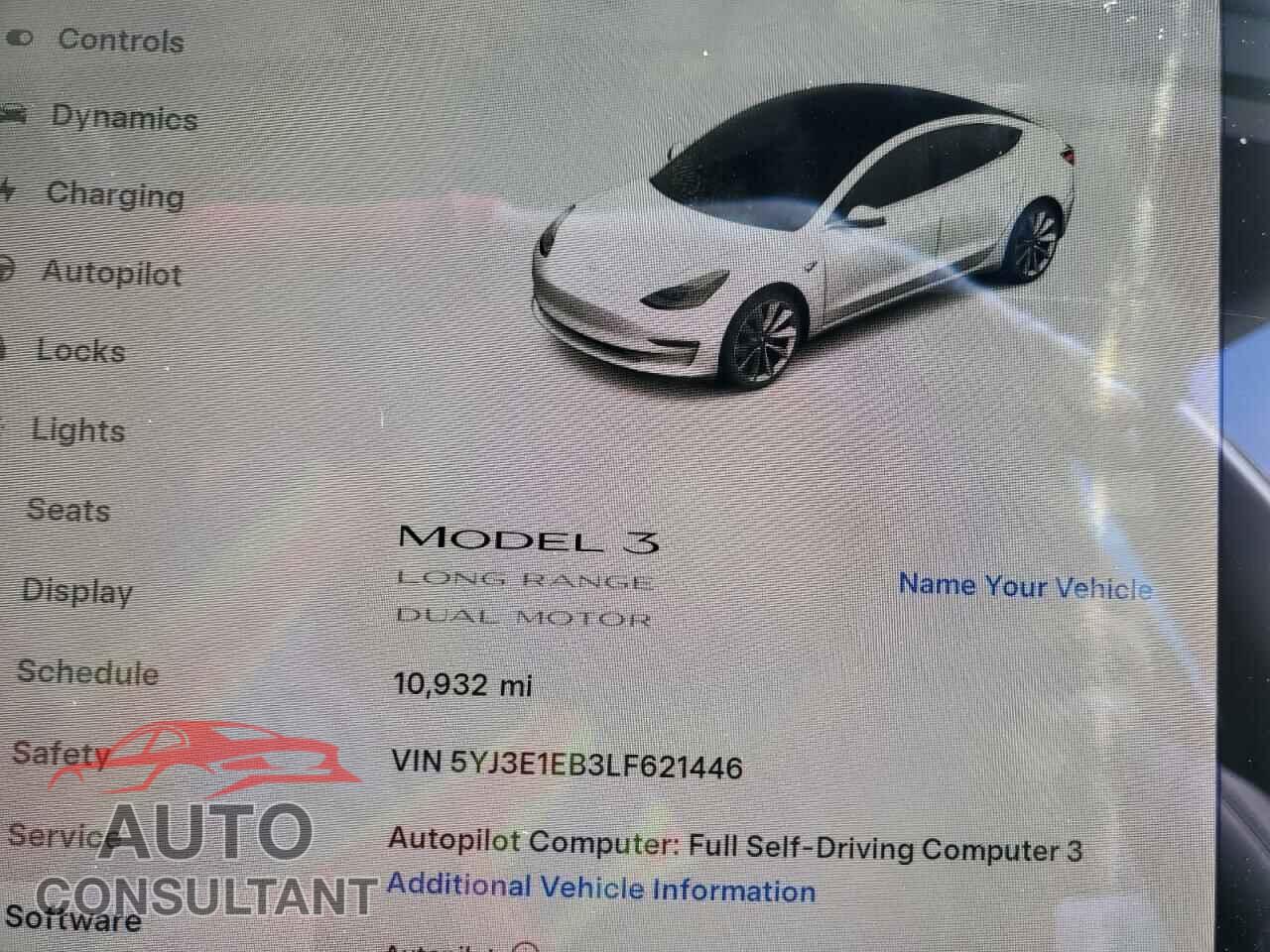 TESLA MODEL 3 2020 - 5YJ3E1EB3LF621446