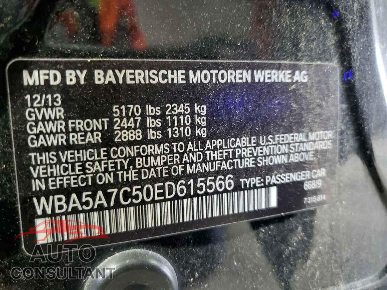 BMW 5 SERIES 2014 - WBA5A7C50ED615566