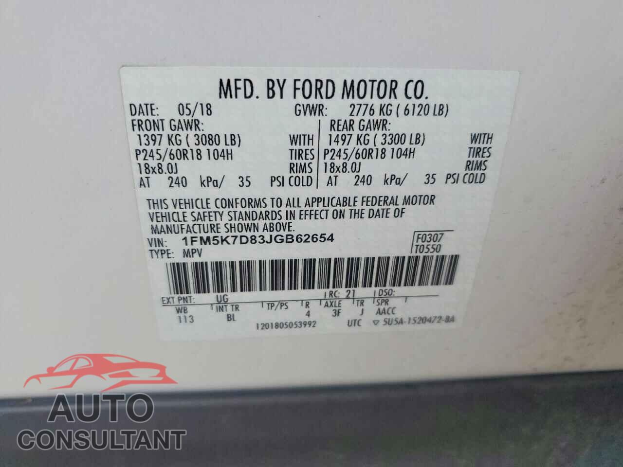 FORD EXPLORER 2018 - 1FM5K7D83JGB62654