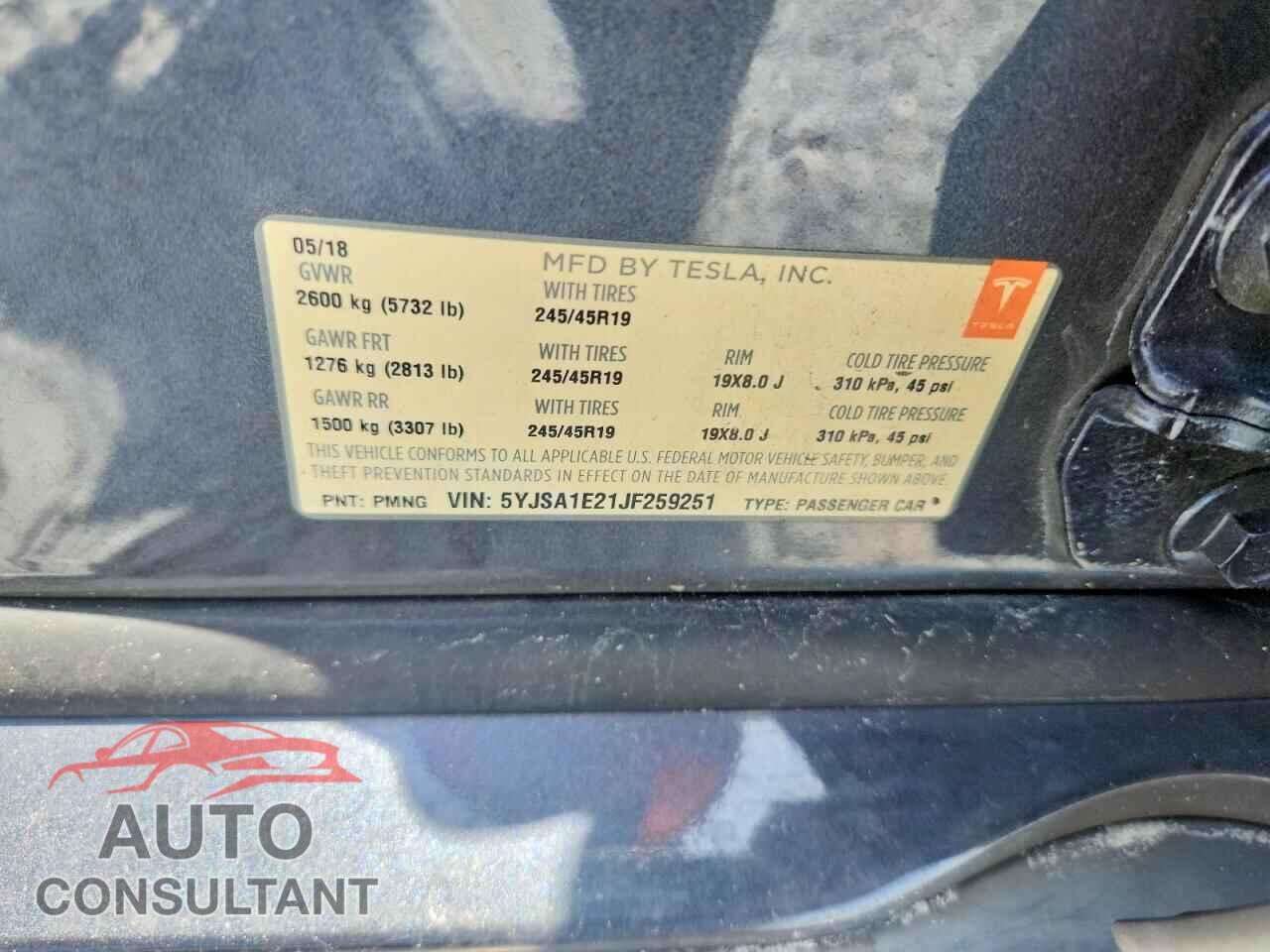 TESLA MODEL S 2018 - 5YJSA1E21JF259251