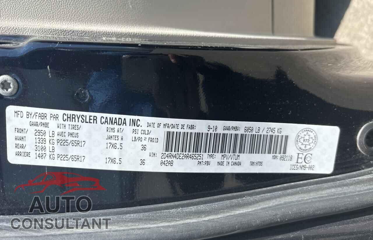 DODGE CARAVAN 2010 - 2D4RN4DE2AR465251