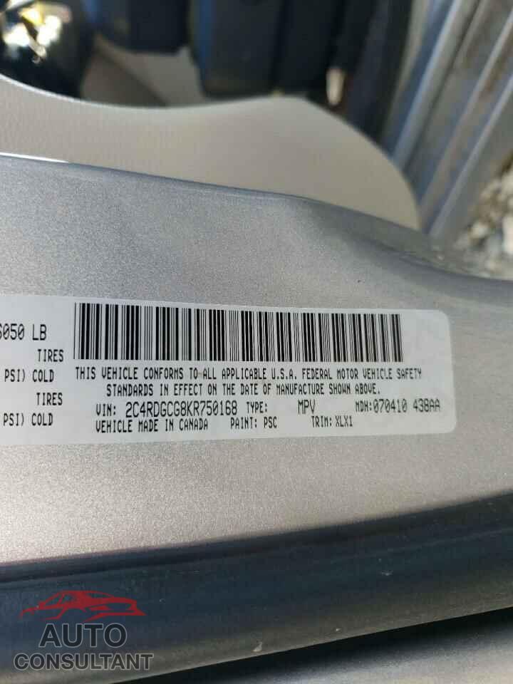 DODGE CARAVAN 2019 - 2C4RDGCG8KR750168