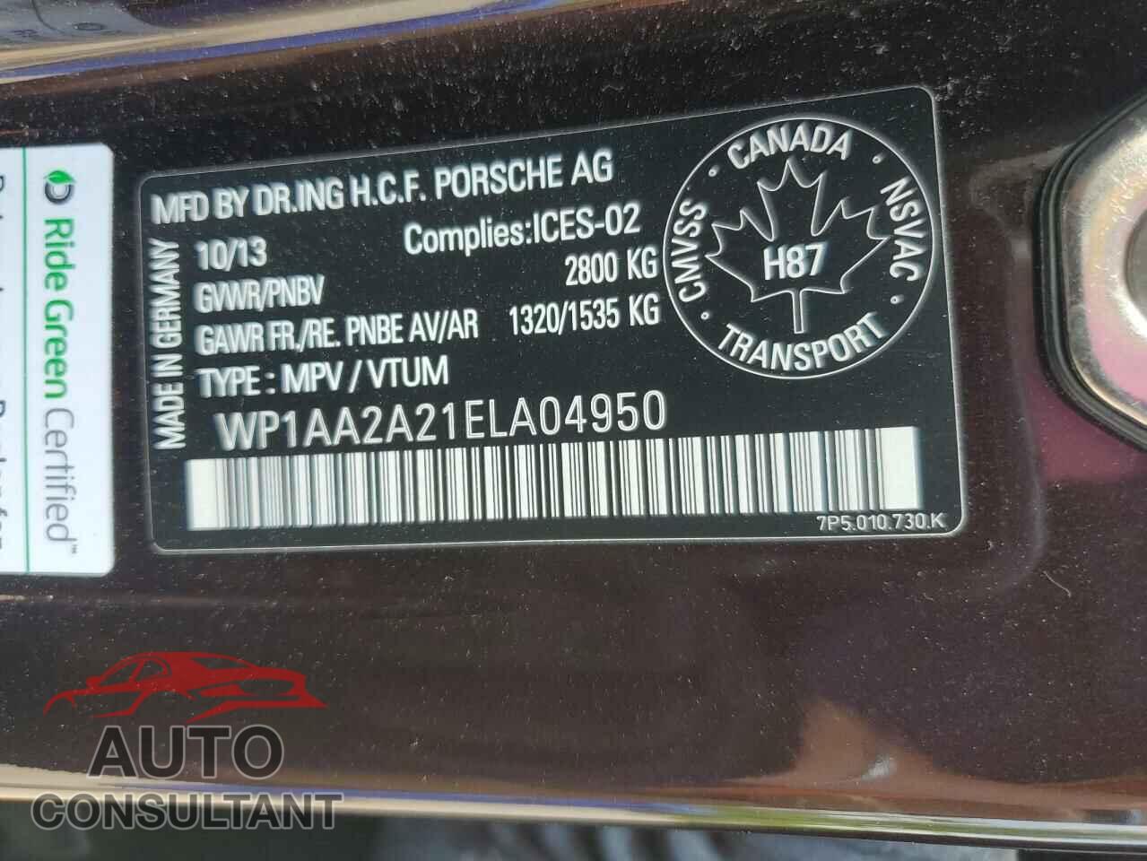 PORSCHE CAYENNE 2014 - WP1AA2A21ELA04950