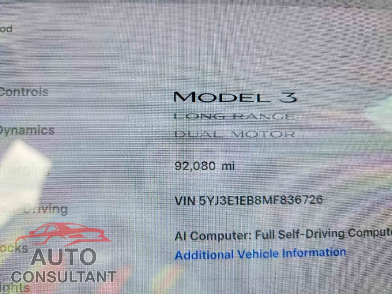 TESLA MODEL 3 2021 - 5YJ3E1EB8MF836726