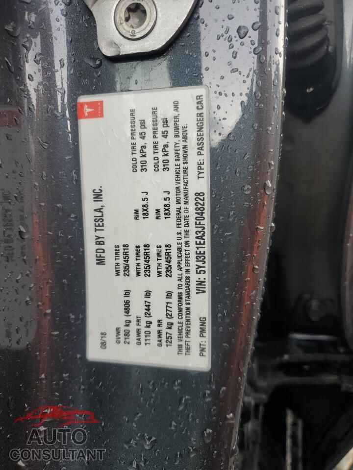 TESLA MODEL 3 2018 - 5YJ3E1EA3JF048228