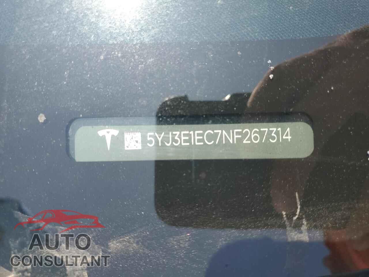 TESLA MODEL 3 2022 - 5YJ3E1EC7NF267314