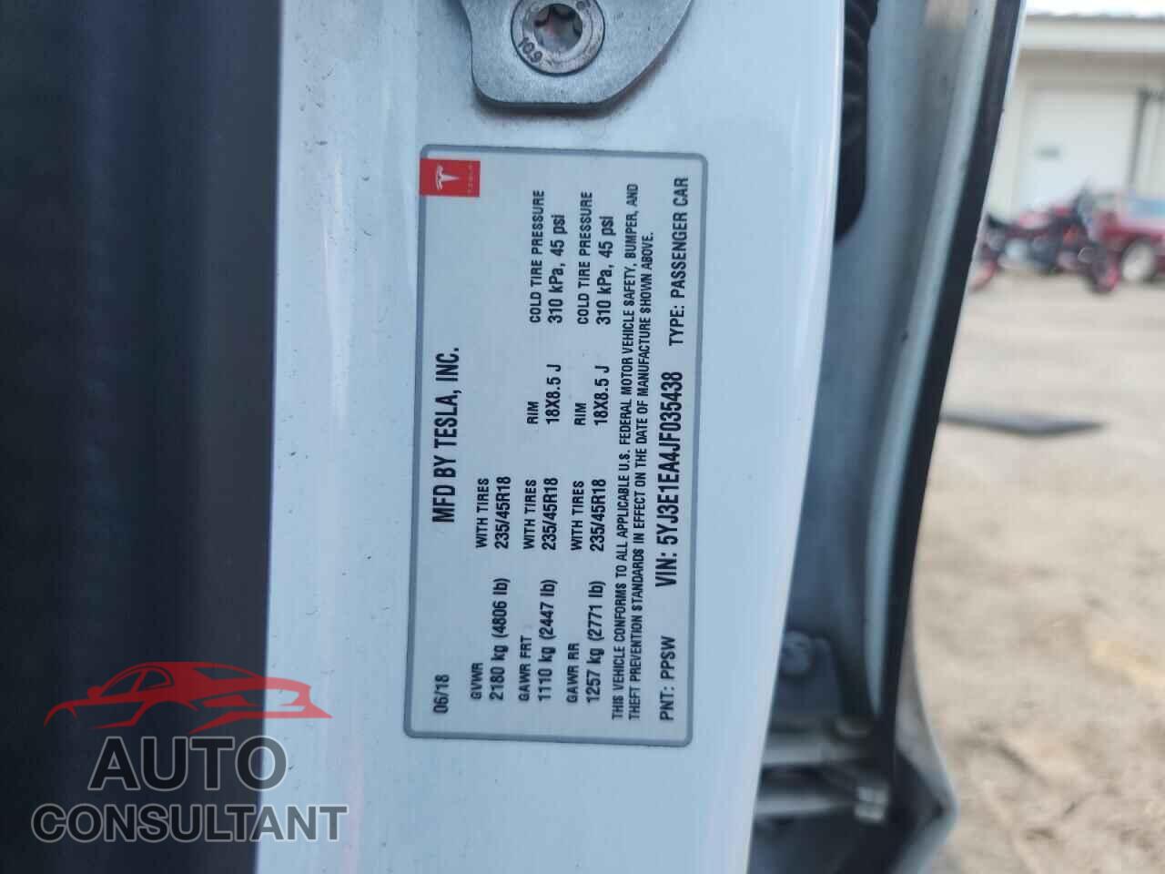 TESLA MODEL 3 2018 - 5YJ3E1EA4JF035438