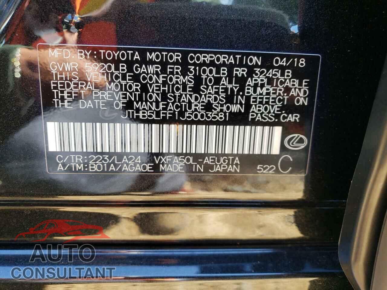 LEXUS LS500 2018 - JTHB5LFF1J5003581