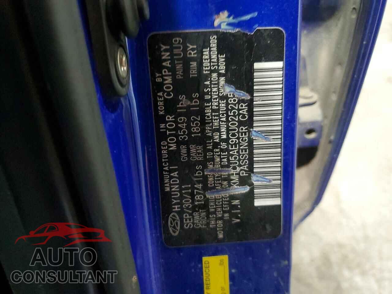 HYUNDAI ACCENT 2012 - KMHCU5AE9CU025285