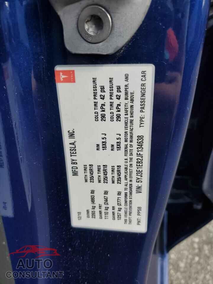 TESLA MODEL 3 2018 - 5YJ3E1EB2JF134638