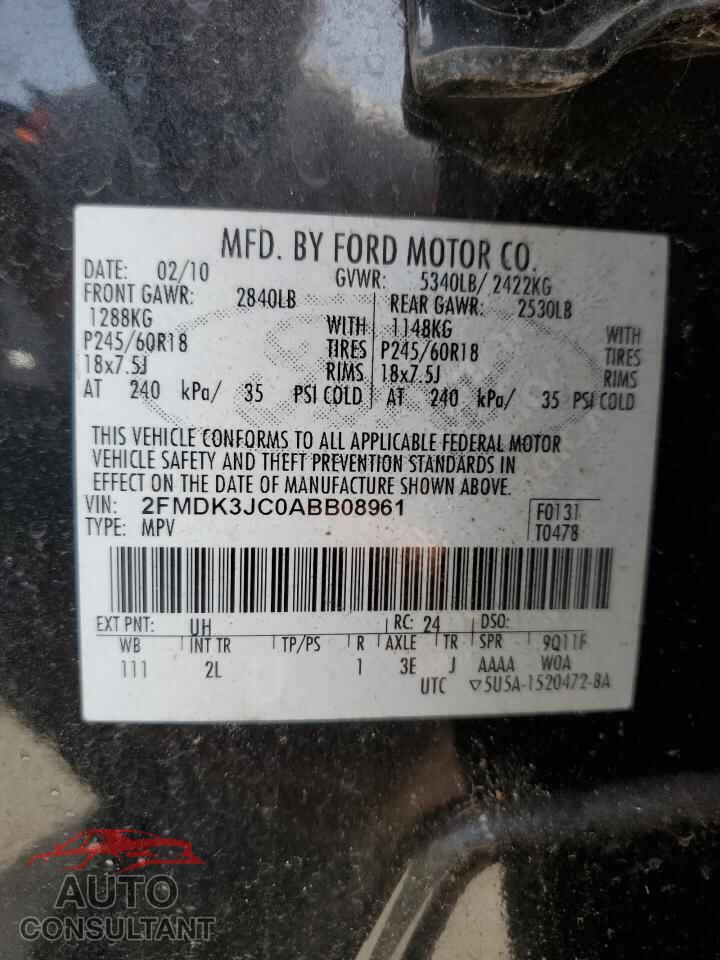 FORD EDGE 2010 - 2FMDK3JC0ABB08961