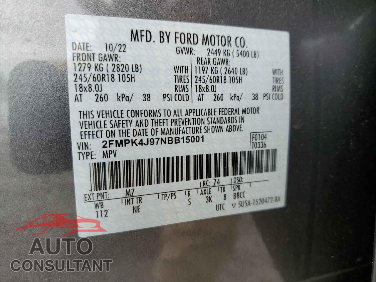 FORD EDGE 2022 - 2FMPK4J97NBB15001