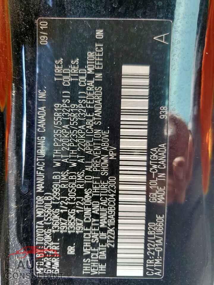LEXUS RX350 2011 - 2T2ZK1BA9BC042300