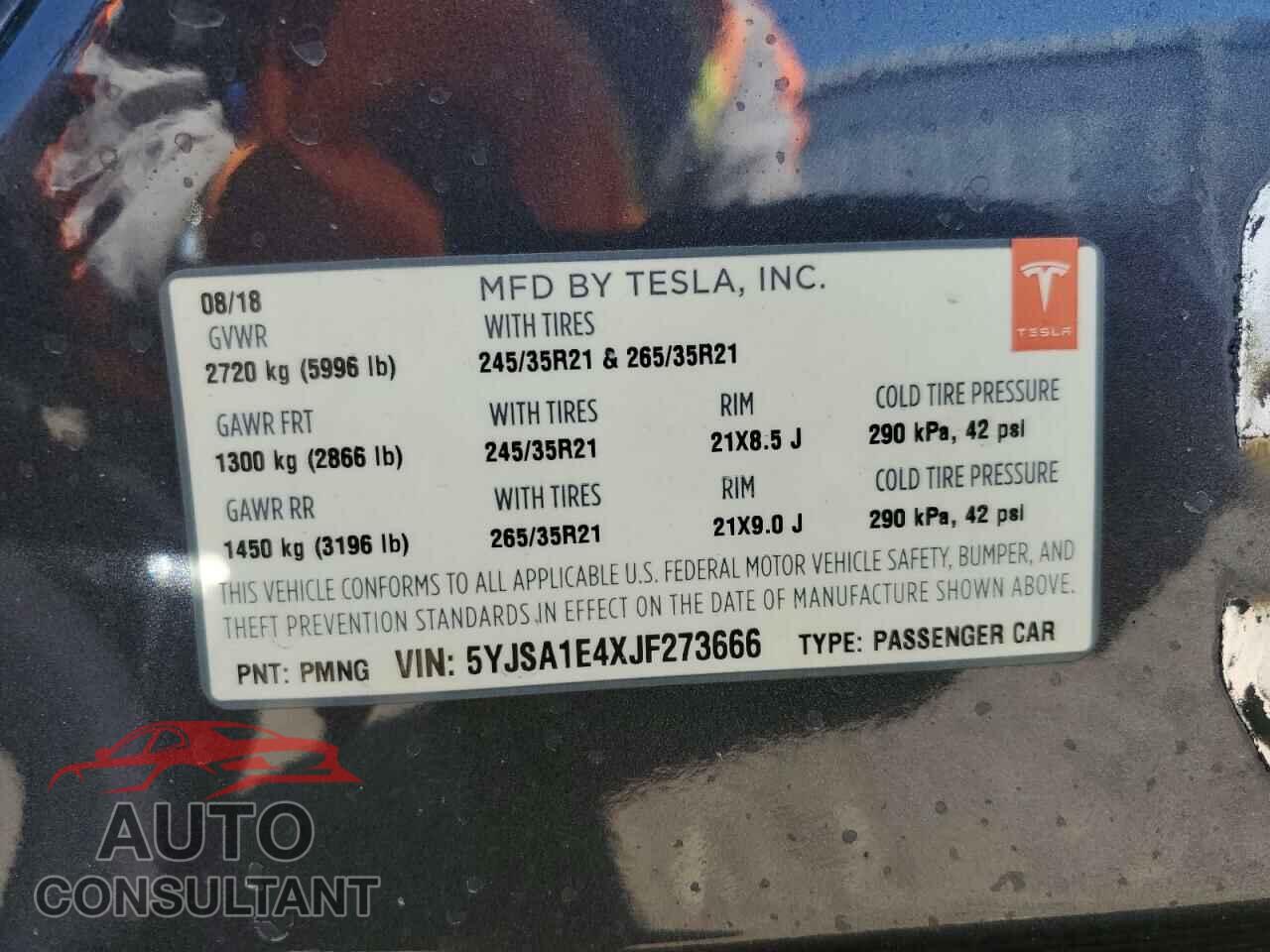 TESLA MODEL S 2018 - 5YJSA1E4XJF273666