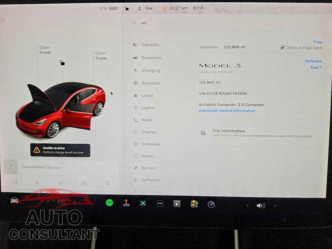 TESLA MODEL 3 2019 - 5YJ3E1EA0KF193695