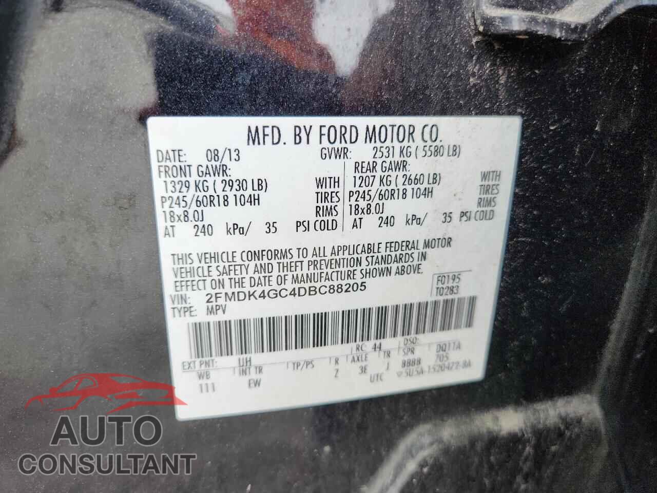 FORD EDGE 2013 - 2FMDK4GC4DBC88205