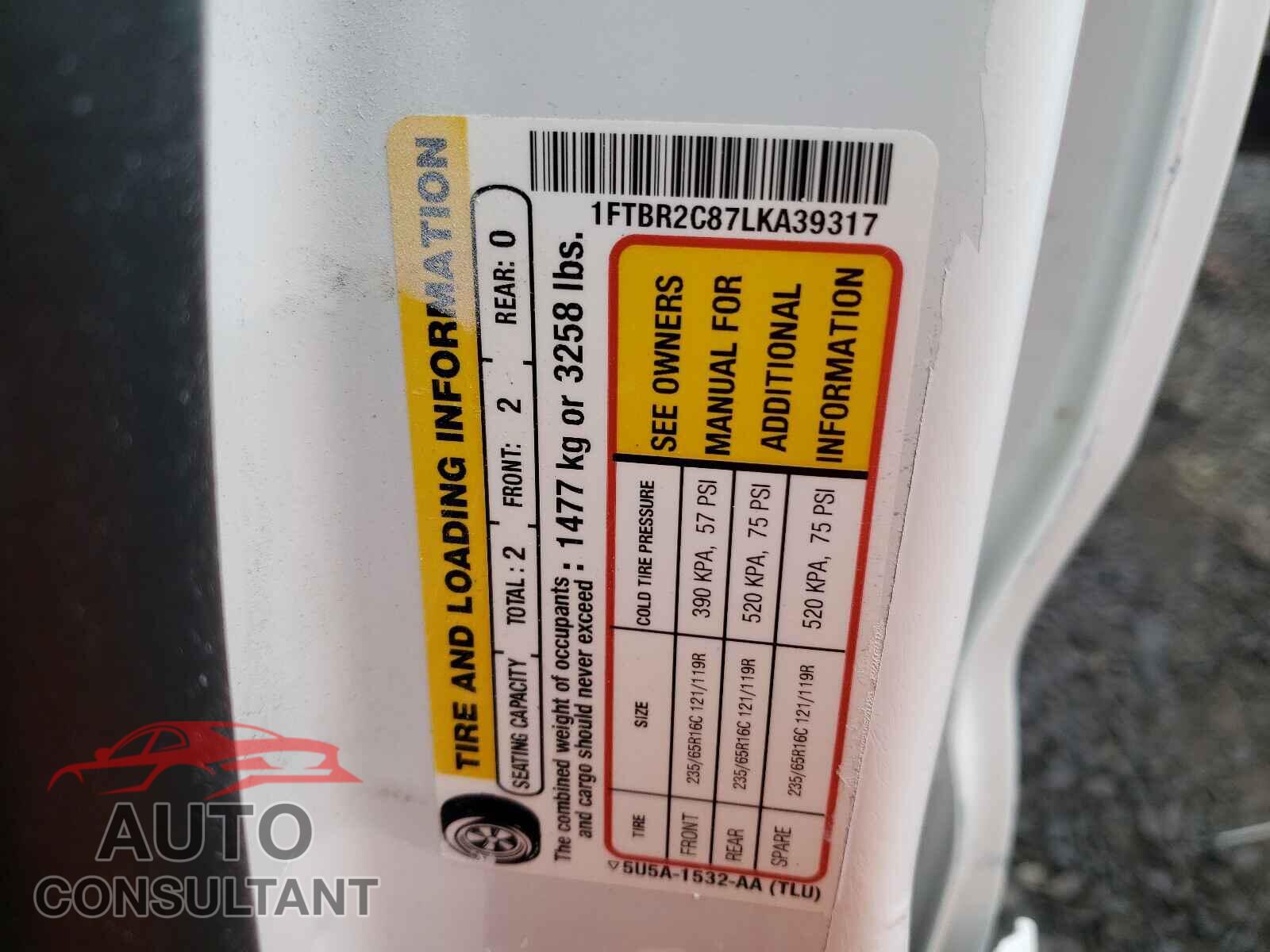 FORD TRANSIT CO 2020 - 1FTBR2C87LKA39317