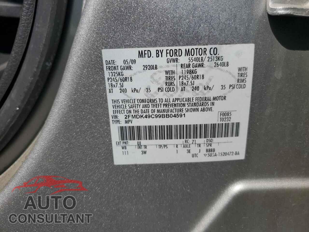 FORD EDGE 2009 - 2FMDK49C99BB04591