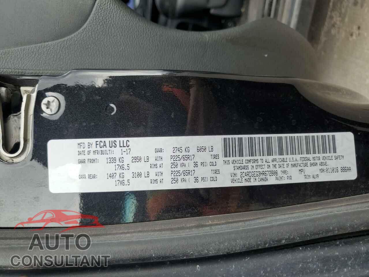 DODGE CARAVAN 2017 - 2C4RDGEG3HR672808