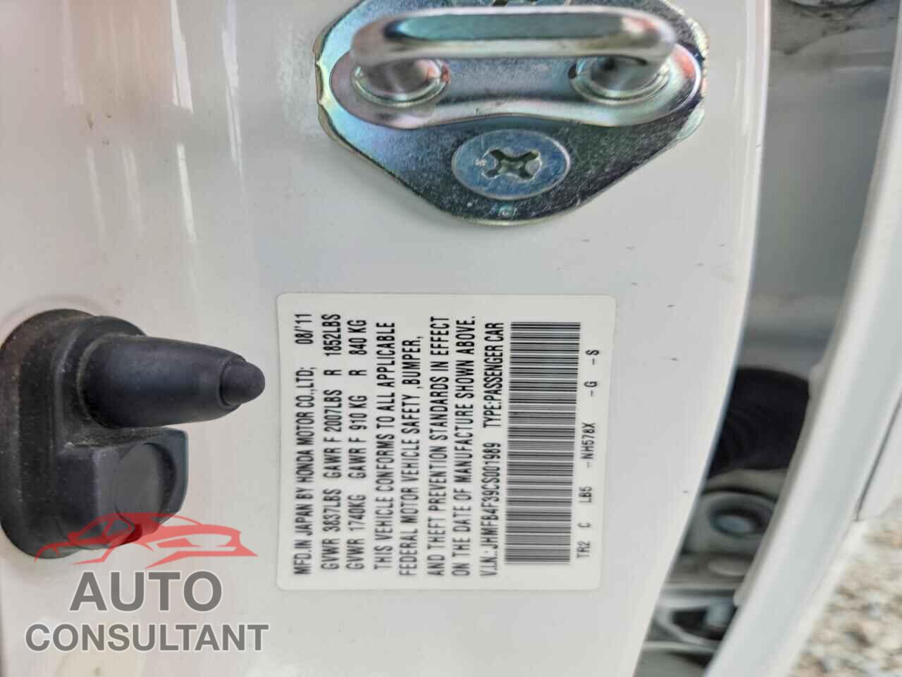 HONDA CIVIC 2012 - JHMFB4F39CS001989