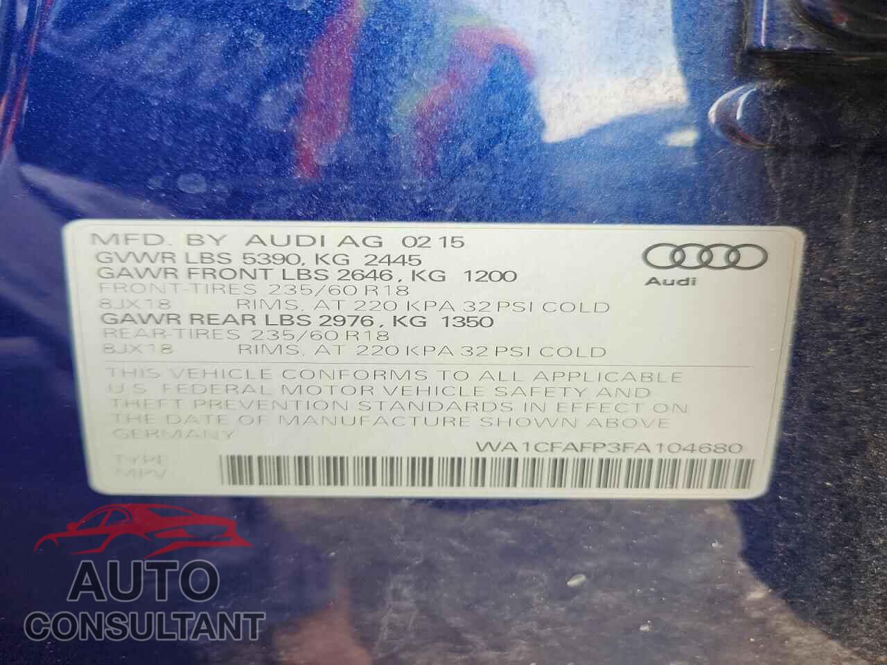 AUDI Q5 2015 - WA1CFAFP3FA104680