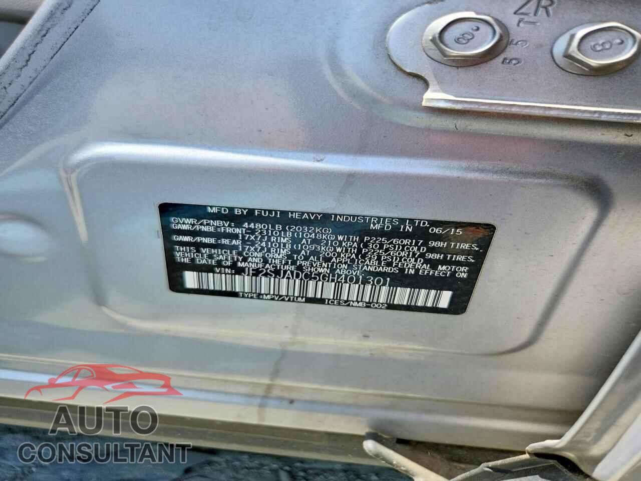 SUBARU FORESTER 2016 - JF2SJADC5GH401301