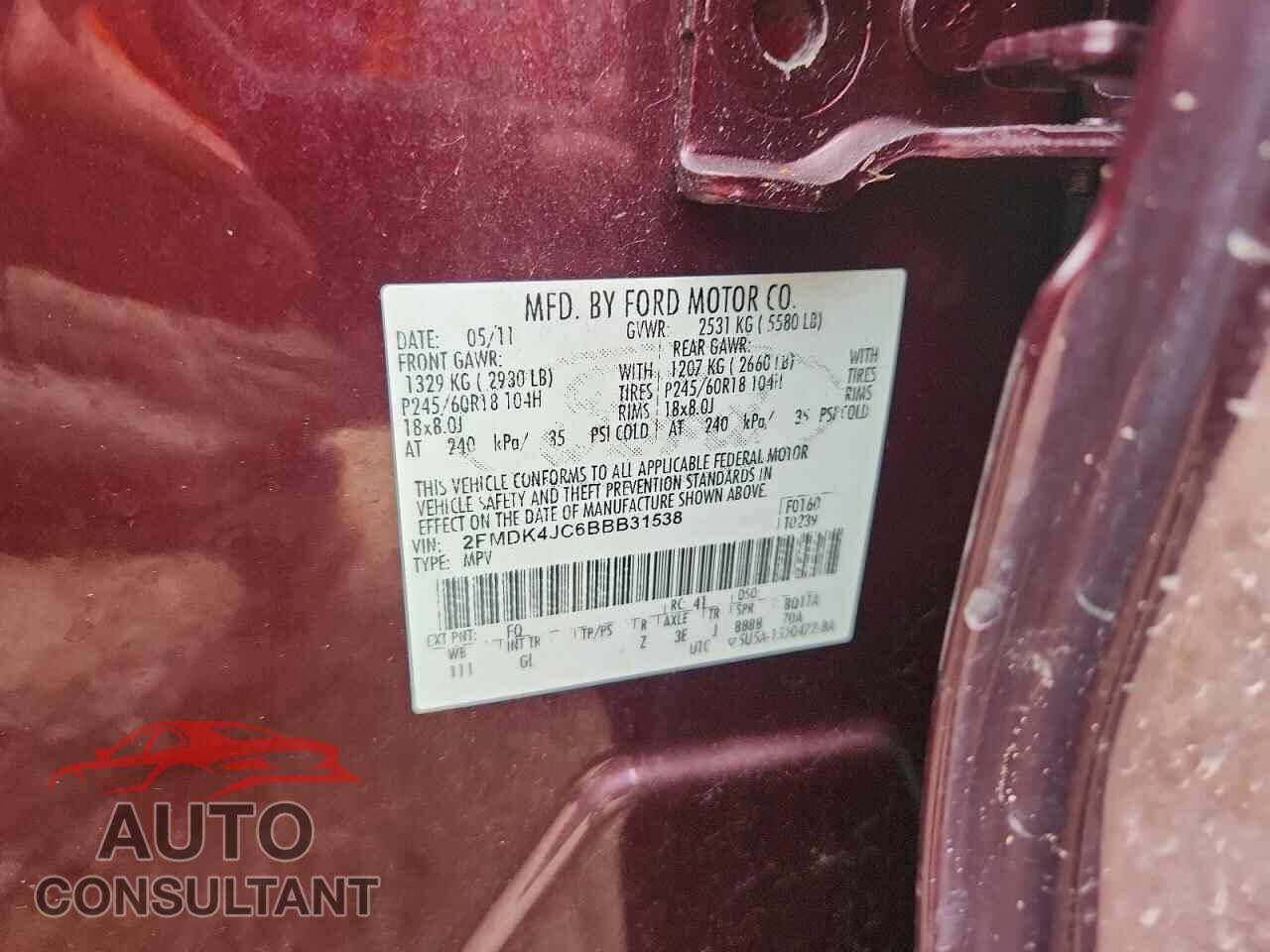 FORD EDGE 2011 - 2FMDK4JC6BBB31538
