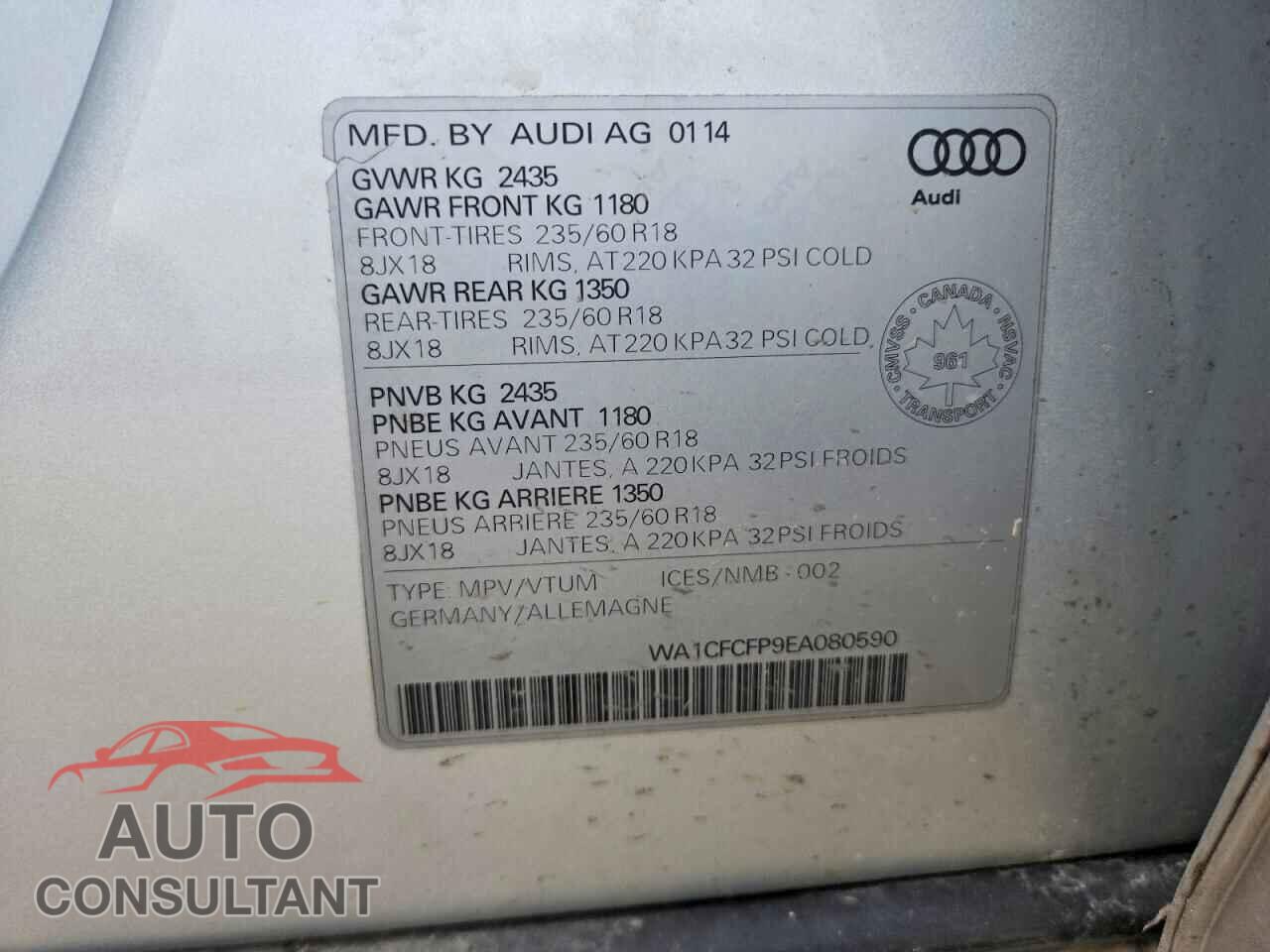 AUDI Q5 2014 - WA1CFCFP9EA080590