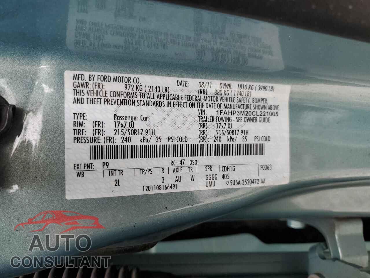 FORD FOCUS 2012 - 1FAHP3M20CL221005