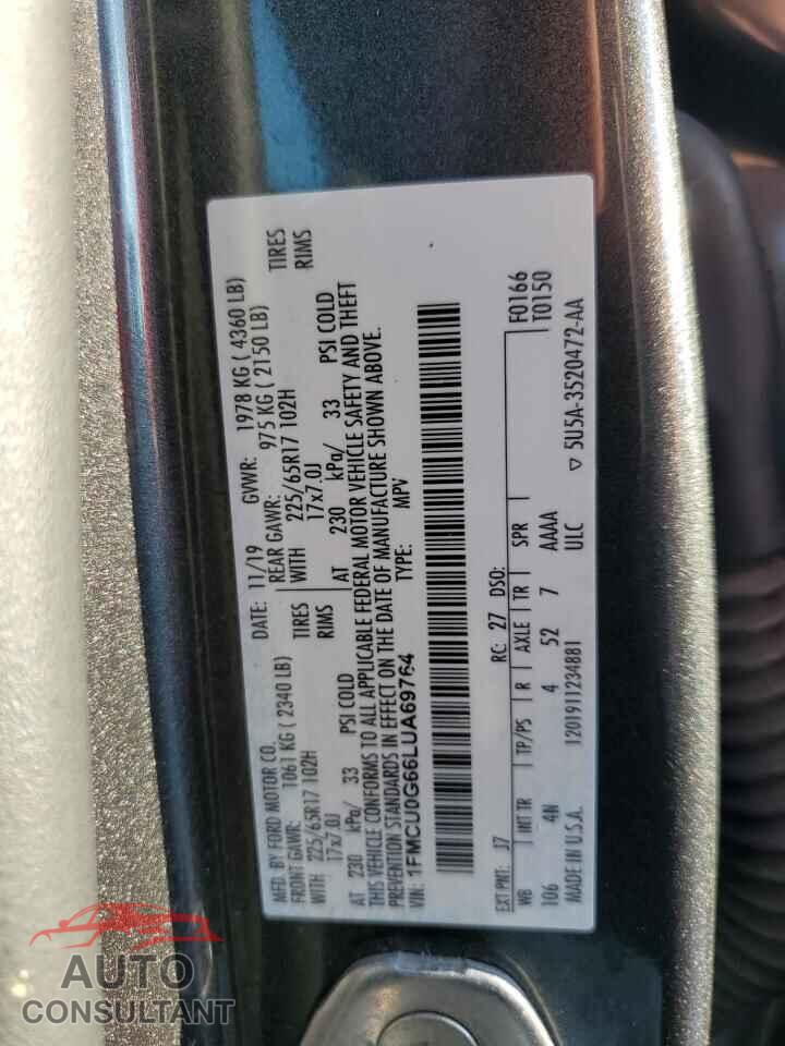 FORD ESCAPE 2020 - 1FMCU0G66LUA69764