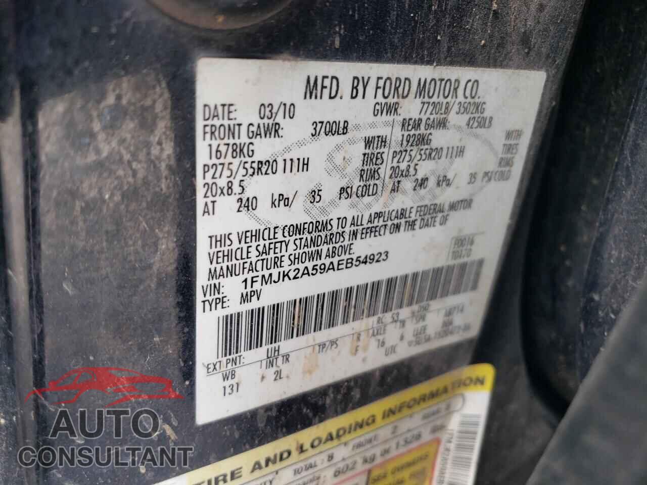 FORD EXPEDITION 2010 - 1FMJK2A59AEB54923