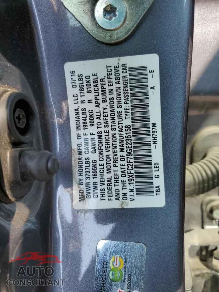 HONDA CIVIC 2016 - 19XFC2F79GE235158