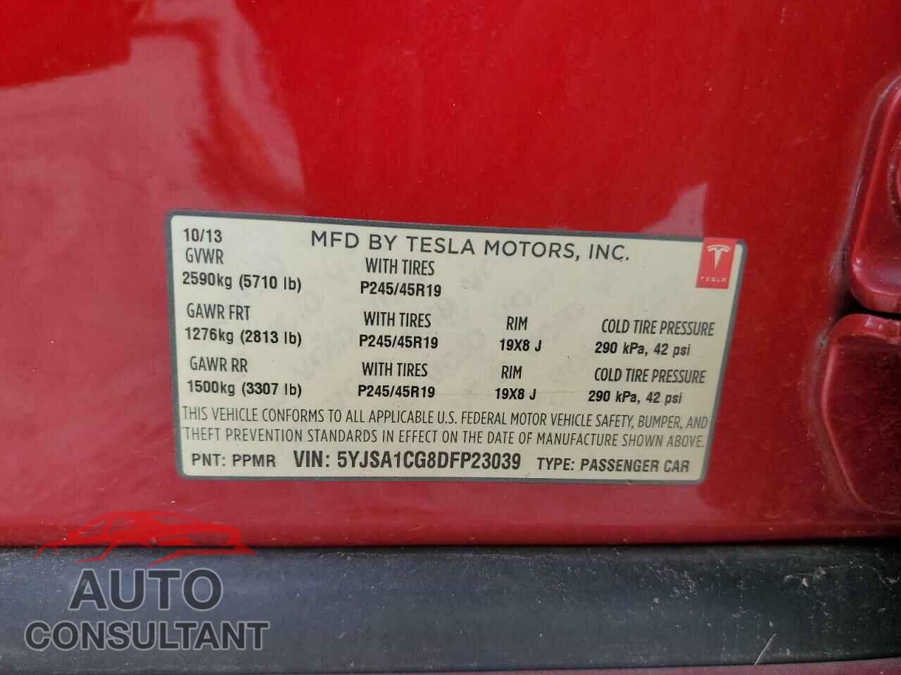 TESLA MODEL S 2013 - 5YJSA1CG8DFP23039