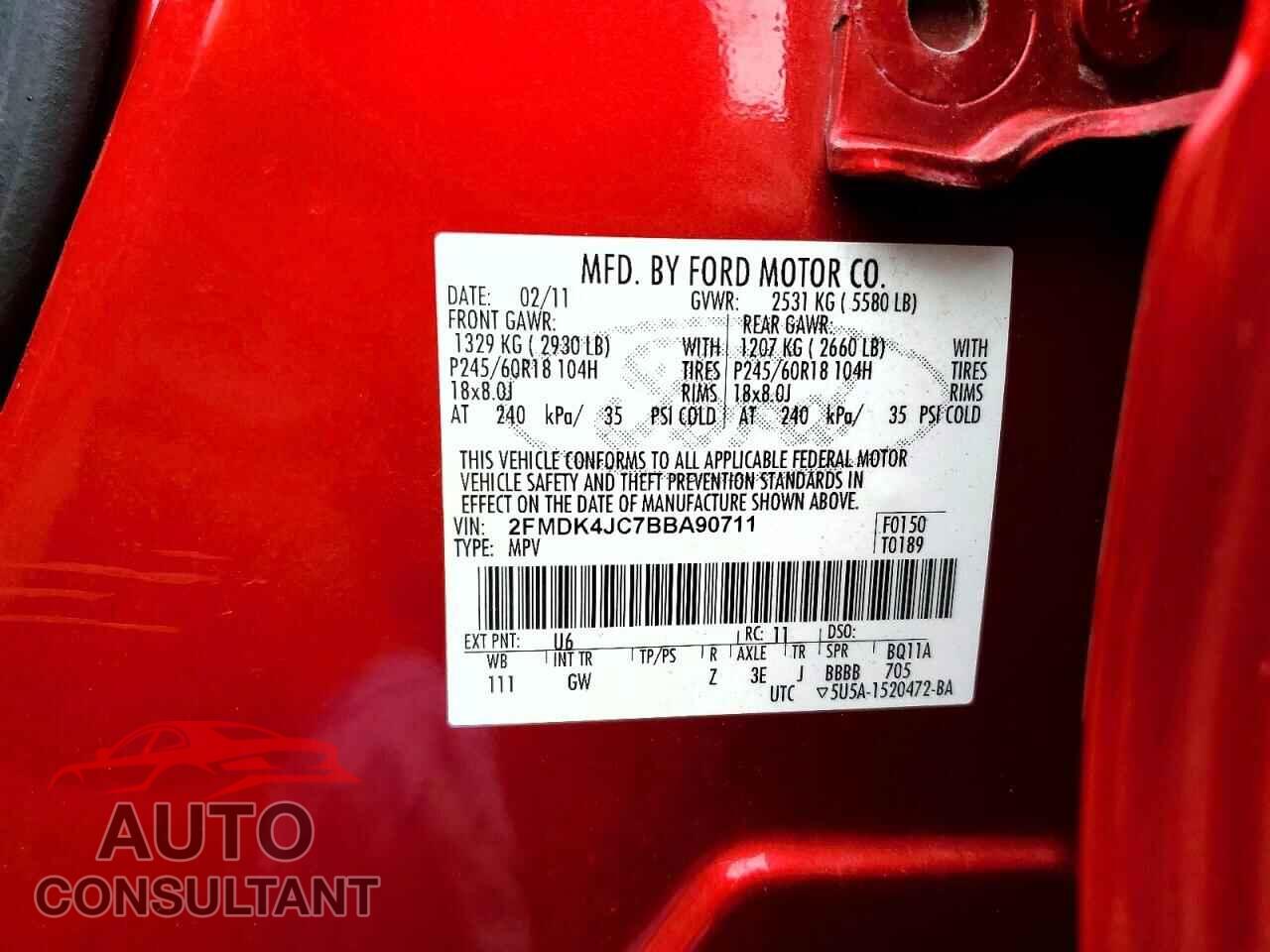 FORD EDGE 2011 - 2FMDK4JC7BBA90711
