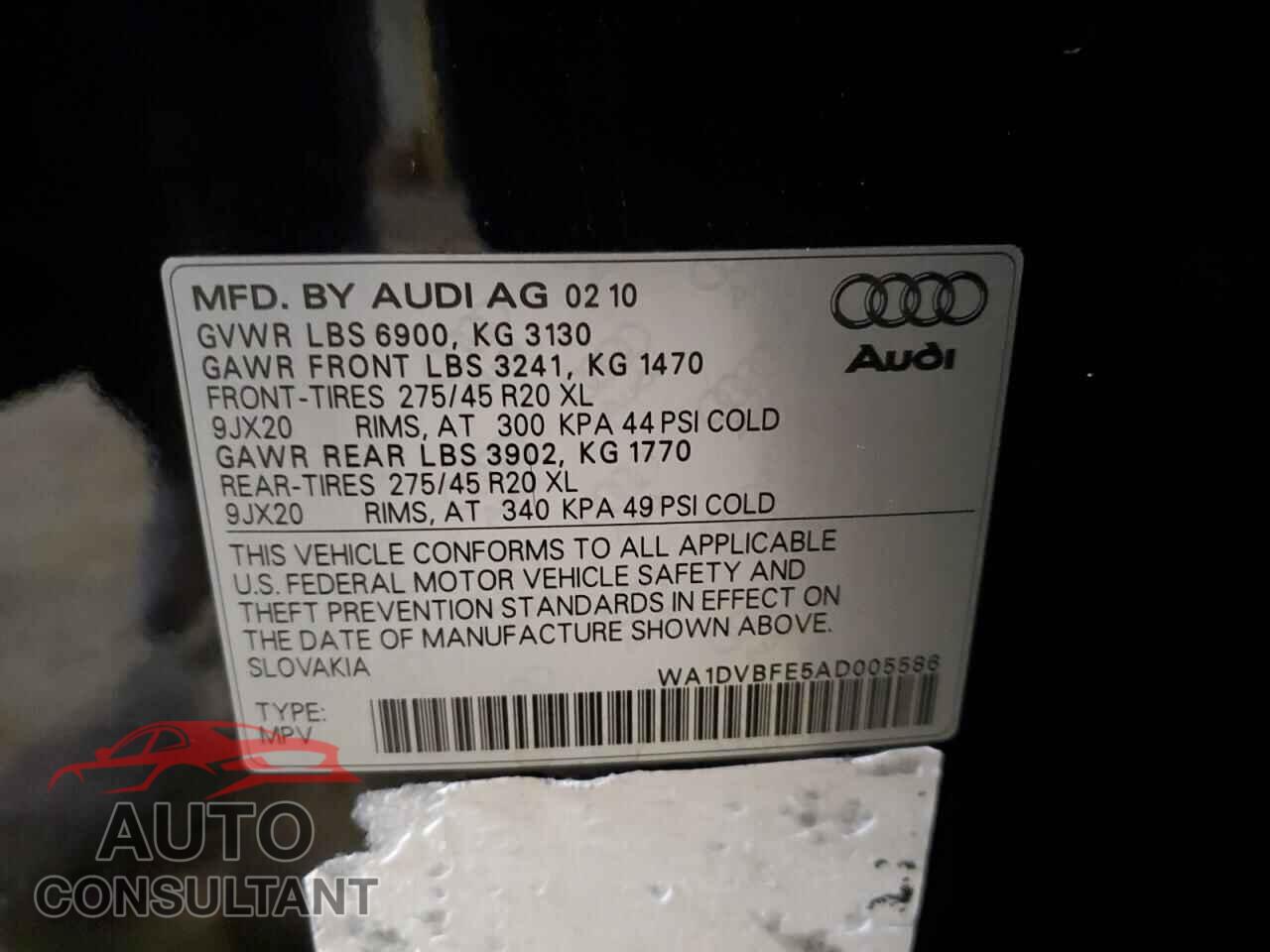AUDI Q7 2010 - WA1DVBFE5AD005586