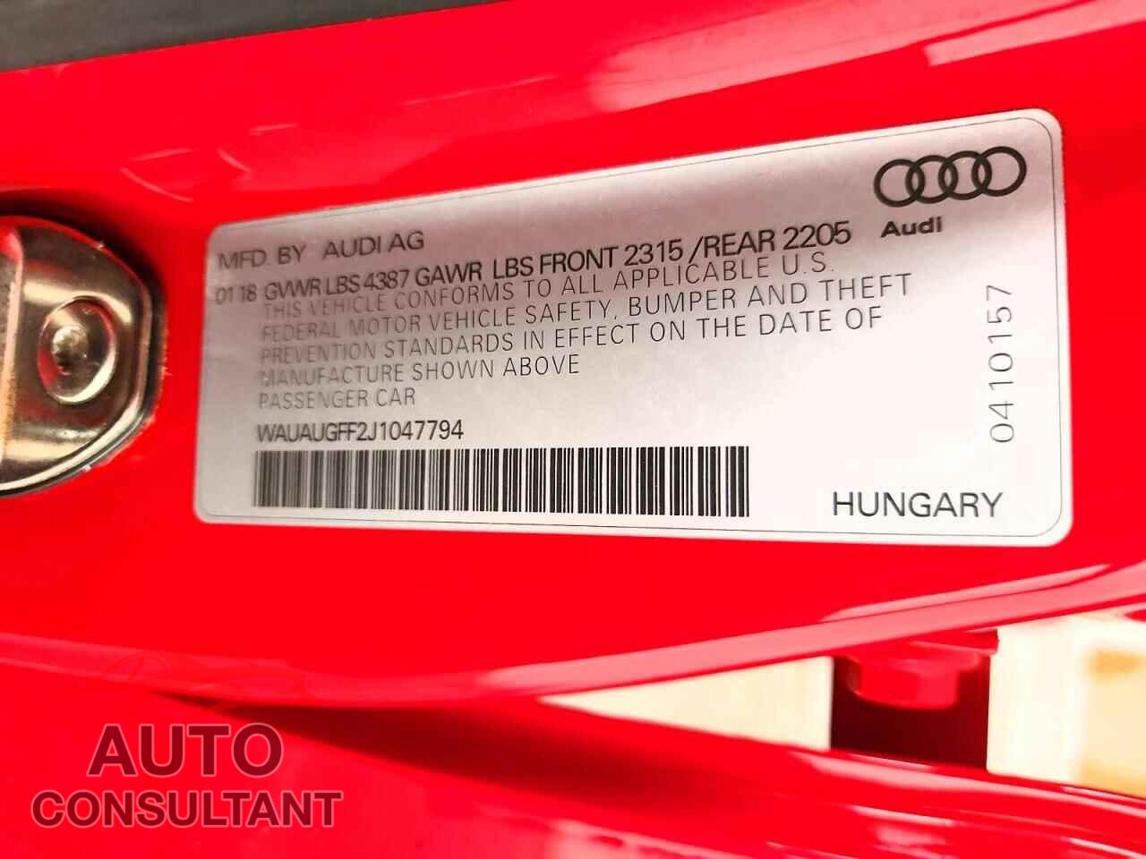 AUDI A3 2018 - WAUAUGFF2J1047794